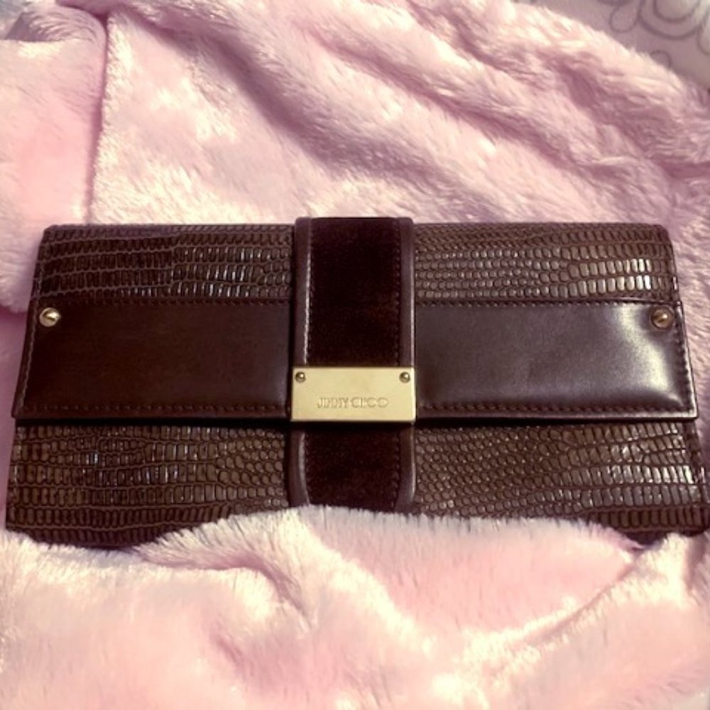 Jimmy Choo Python And Suede Clutch - image 1